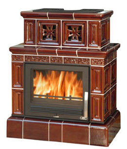 Кафельная печь-камин ABX Valencie (Кафельный цоколь, вставка Стальная)